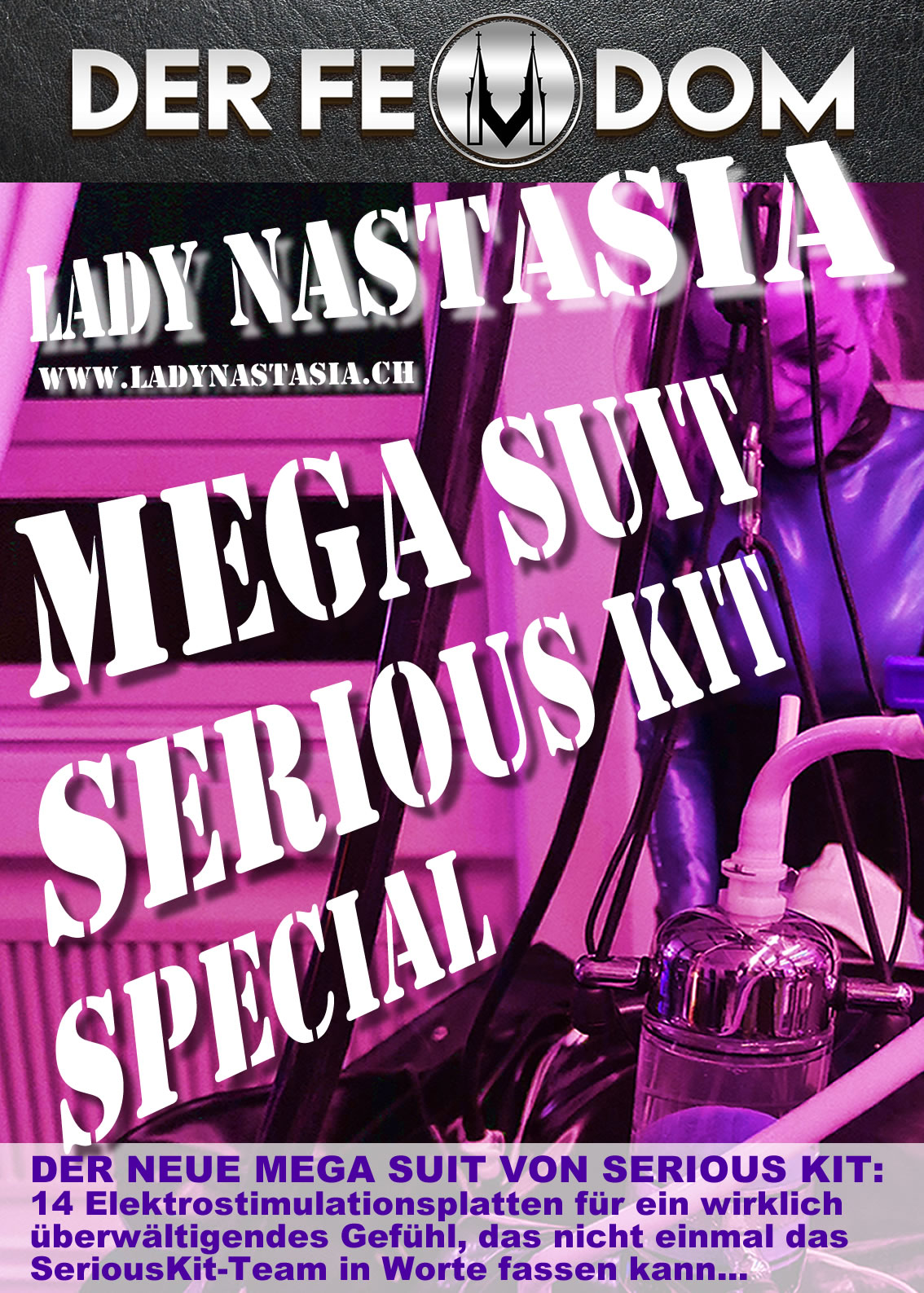 Rubber Tornado Lady Nastasia mit Mega Suit Serious Kit im grössten und besten BDSM Domina Studio der Schweiz