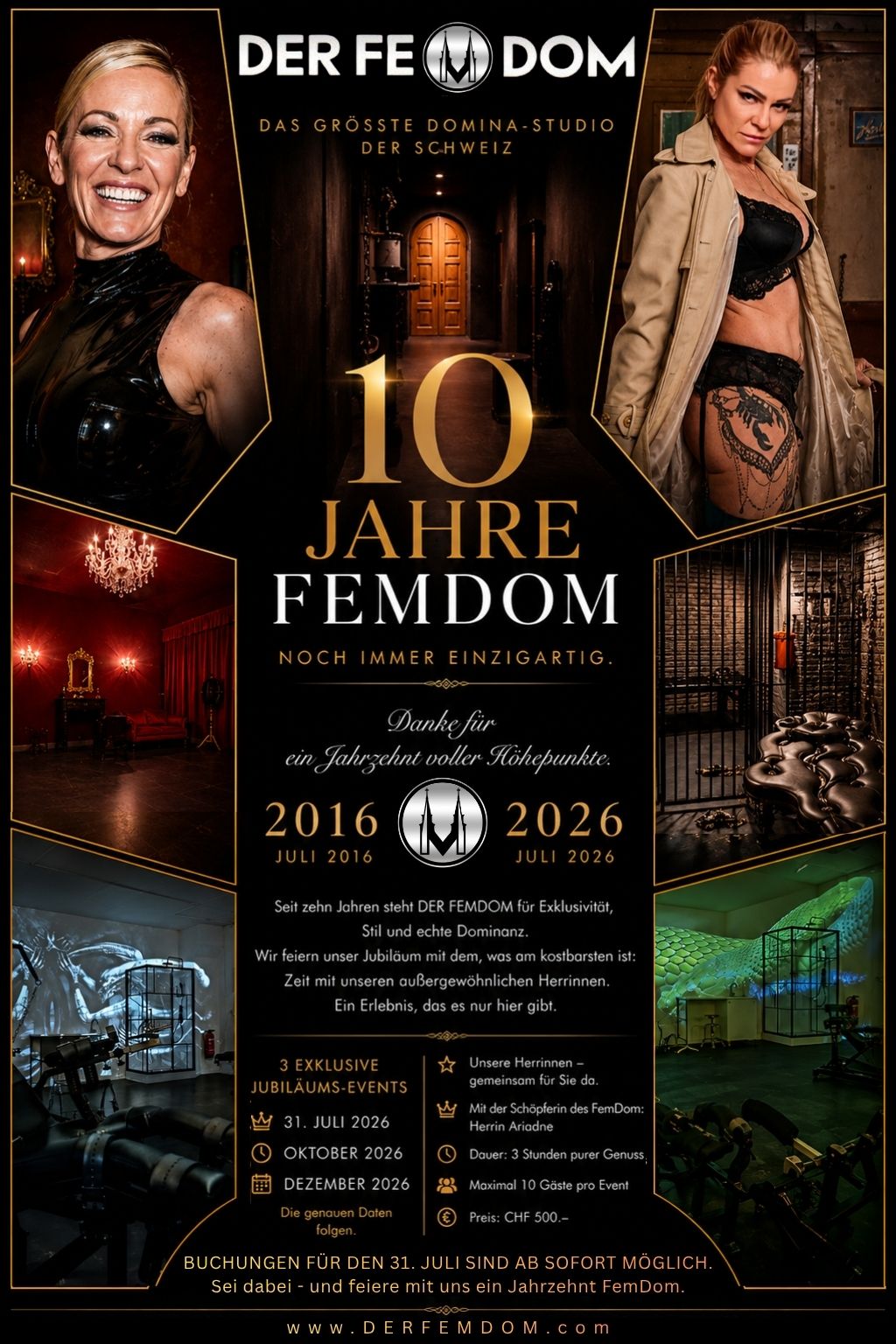 Die besten Dominas, Herrinnen, Ladies & Bizarrladies im grössten und besten BDSM Domina Studio der Schweiz
