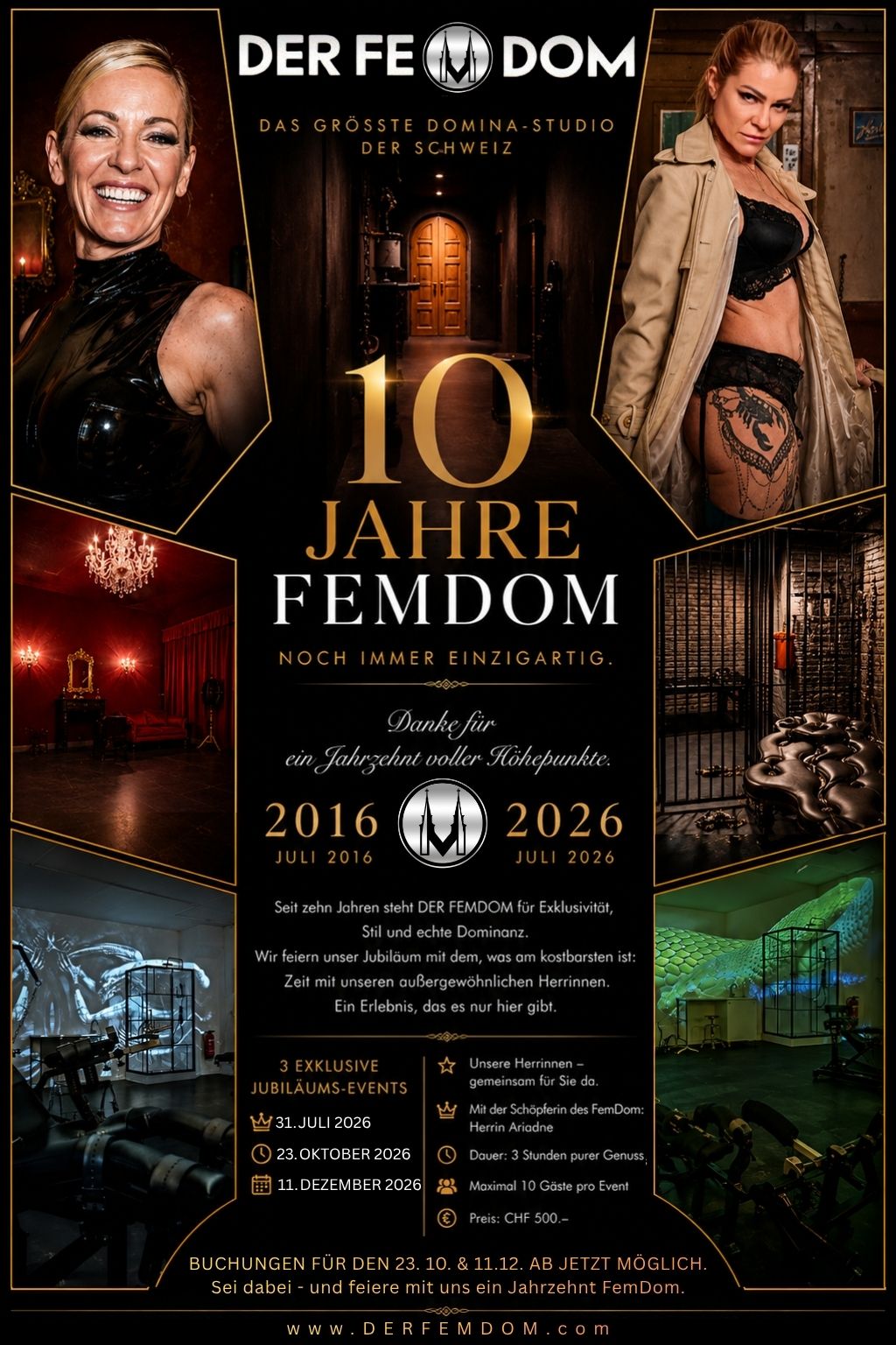 Die besten Dominas, Herrinnen, Ladies & Bizarrladies im grössten und besten BDSM Domina Studio der Schweiz